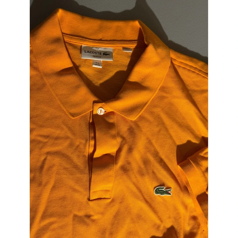 Lacoste Slim Fit Orange Pique Polo Shirt Mens 3XL US PH4012 Short Sleeve Logo